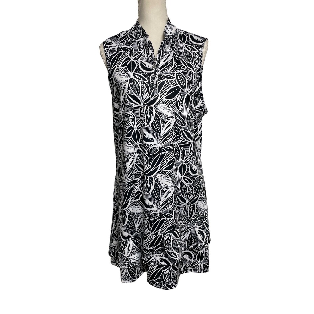 Emerald 18 Sleeveless Black Leaf Print Golf Dress Women's XL